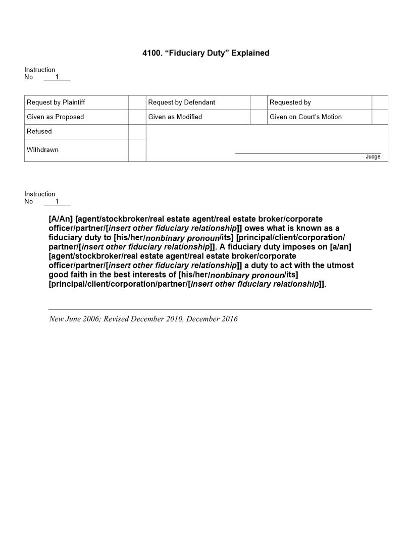 4100. Fiduciary Duty Explained | Pdf Docx | Jury Instructions