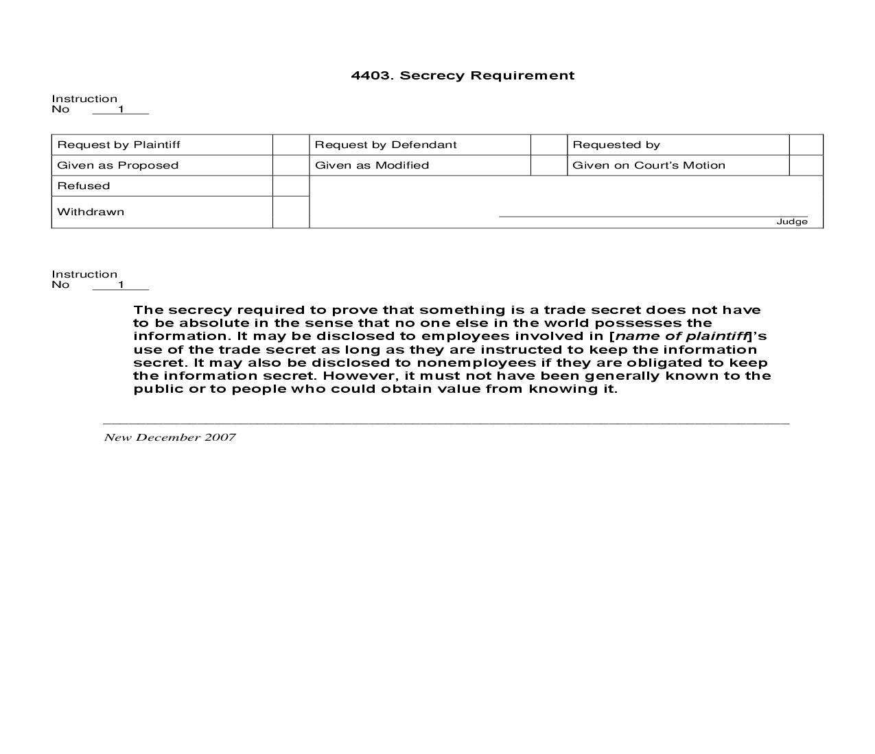 4403. Secrecy Requirement | Pdf Doc Docx | Jury Instructions