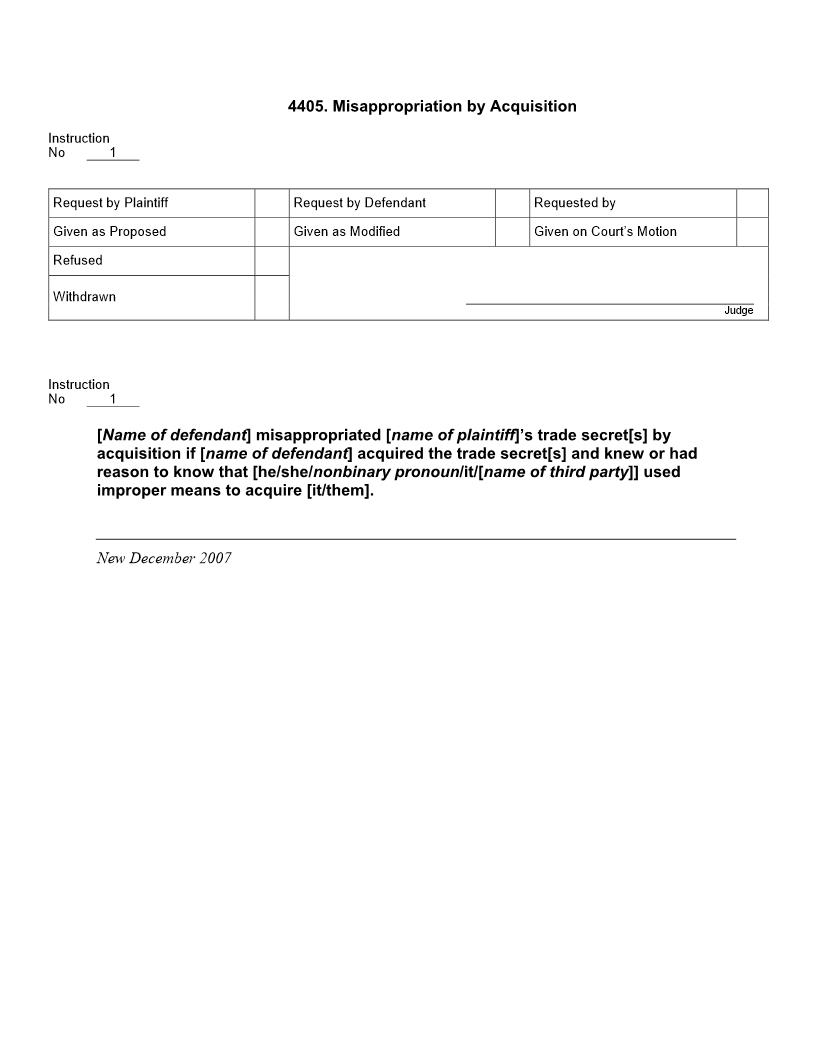 4405. Misappropriation by Acquisition | Pdf Doc Docx | Jury Instructions