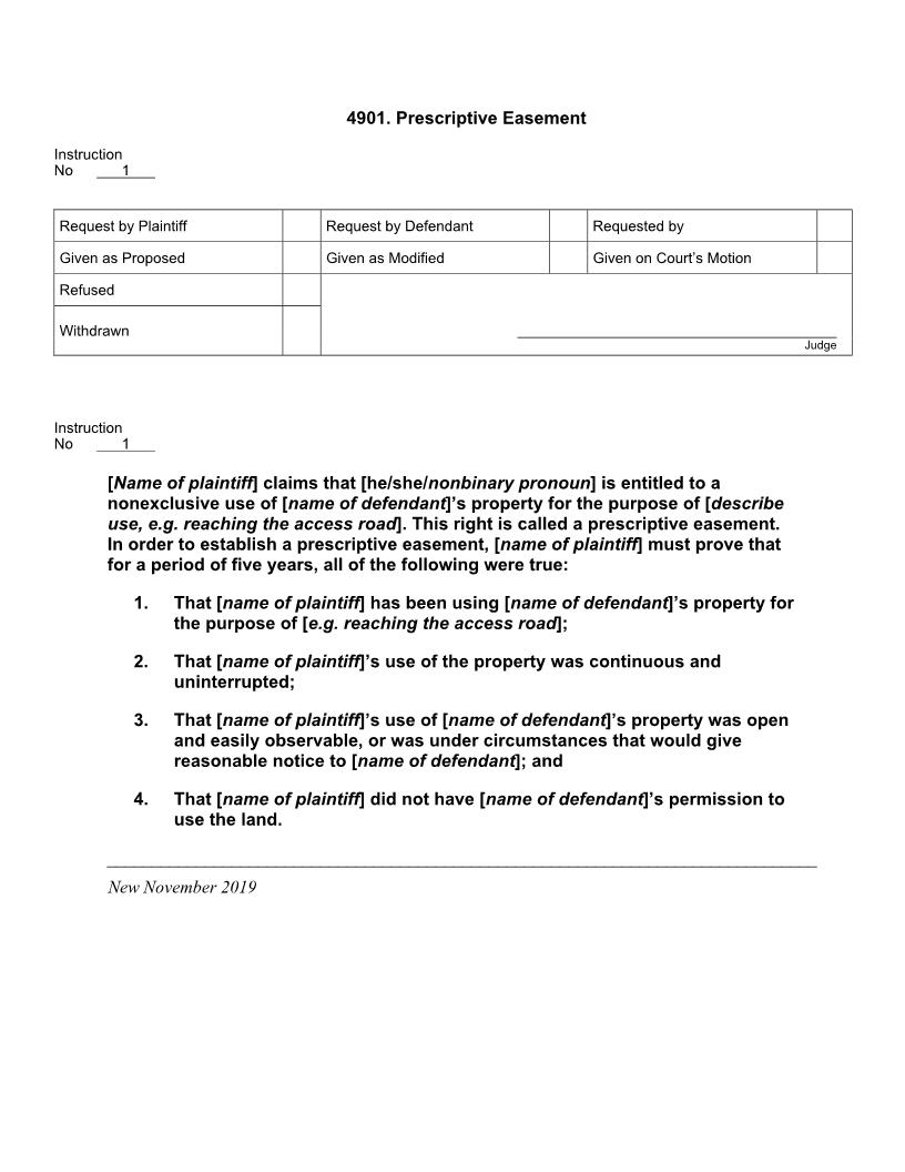 4901. Prescriptive Easement | Pdf Docx | Jury Instructions