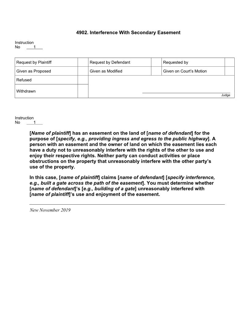 4902. Interference With Secondary Easement | Pdf Docx | Jury Instructions