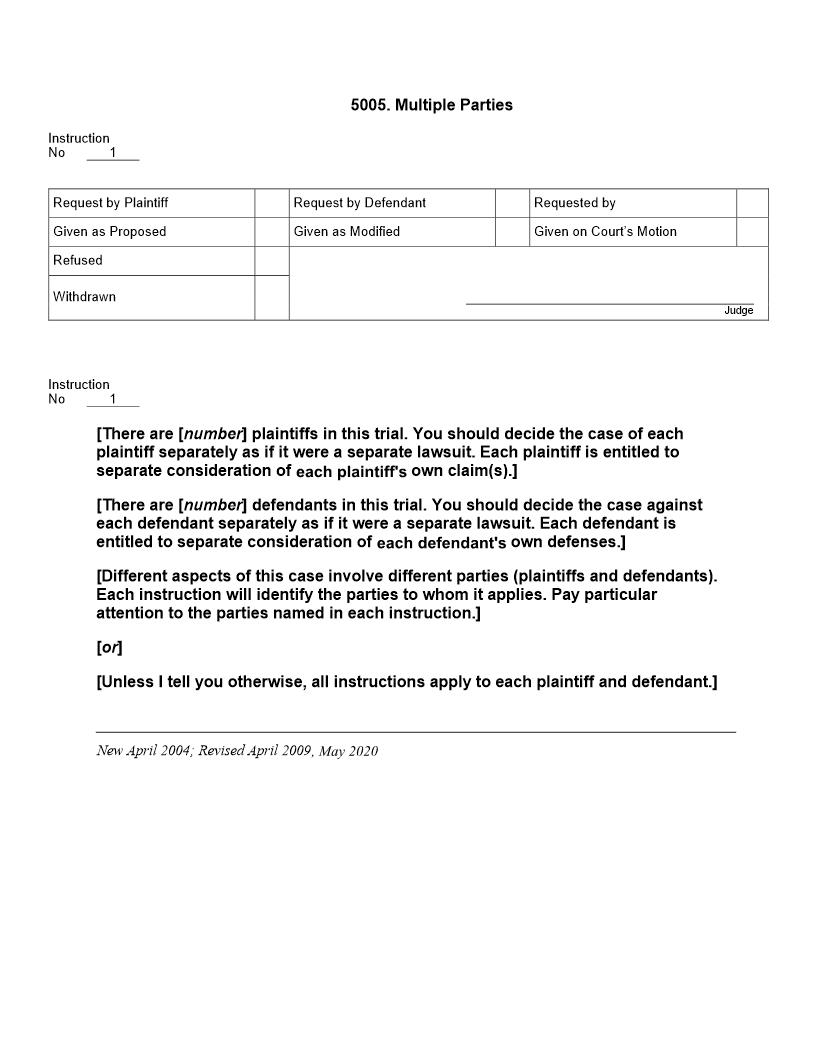 5005. Multiple Parties | Pdf Doc Docx | Jury Instructions