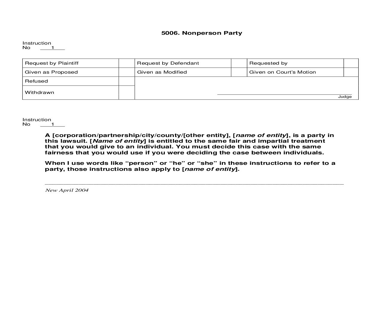 5006. Nonperson Party | Pdf Doc Docx | Jury Instructions