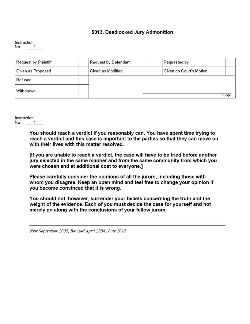 5013. Deadlocked Jury Admonition (Concluding Instructions) | Pdf Docx | Jury Instructions