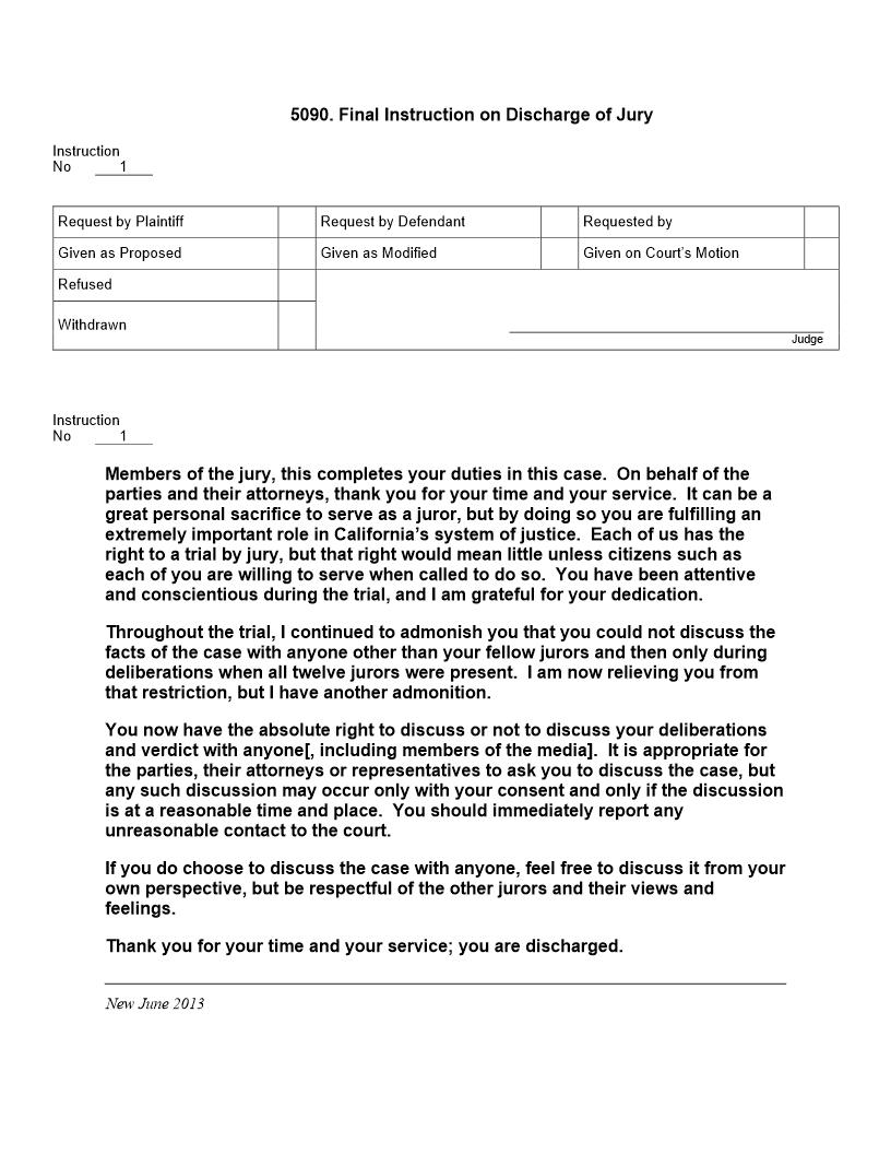 5090. Final Instruction on Discharge of Jury (Concluding Instructions) | Pdf Docx | Jury Instructions