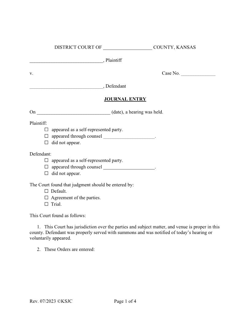 Journal Entry | Pdf Fpdf Docx | Kansas