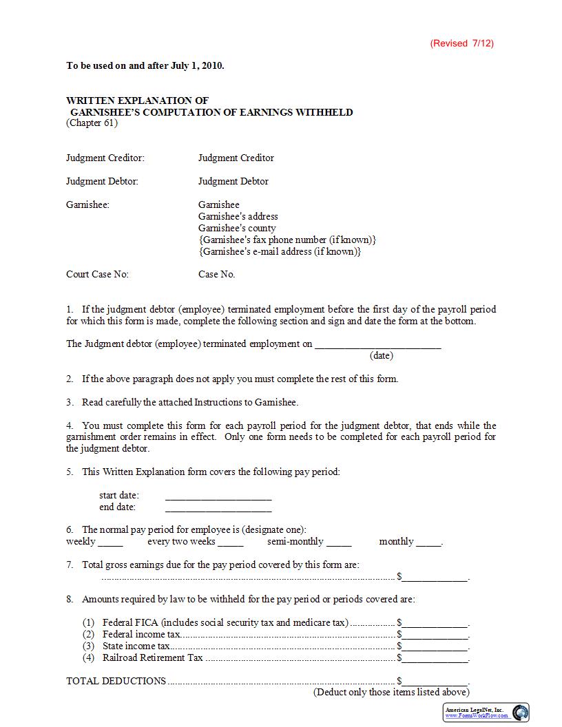 Written Explanation Of Computation Earnings | Pdf Fpdf Docx | Kansas