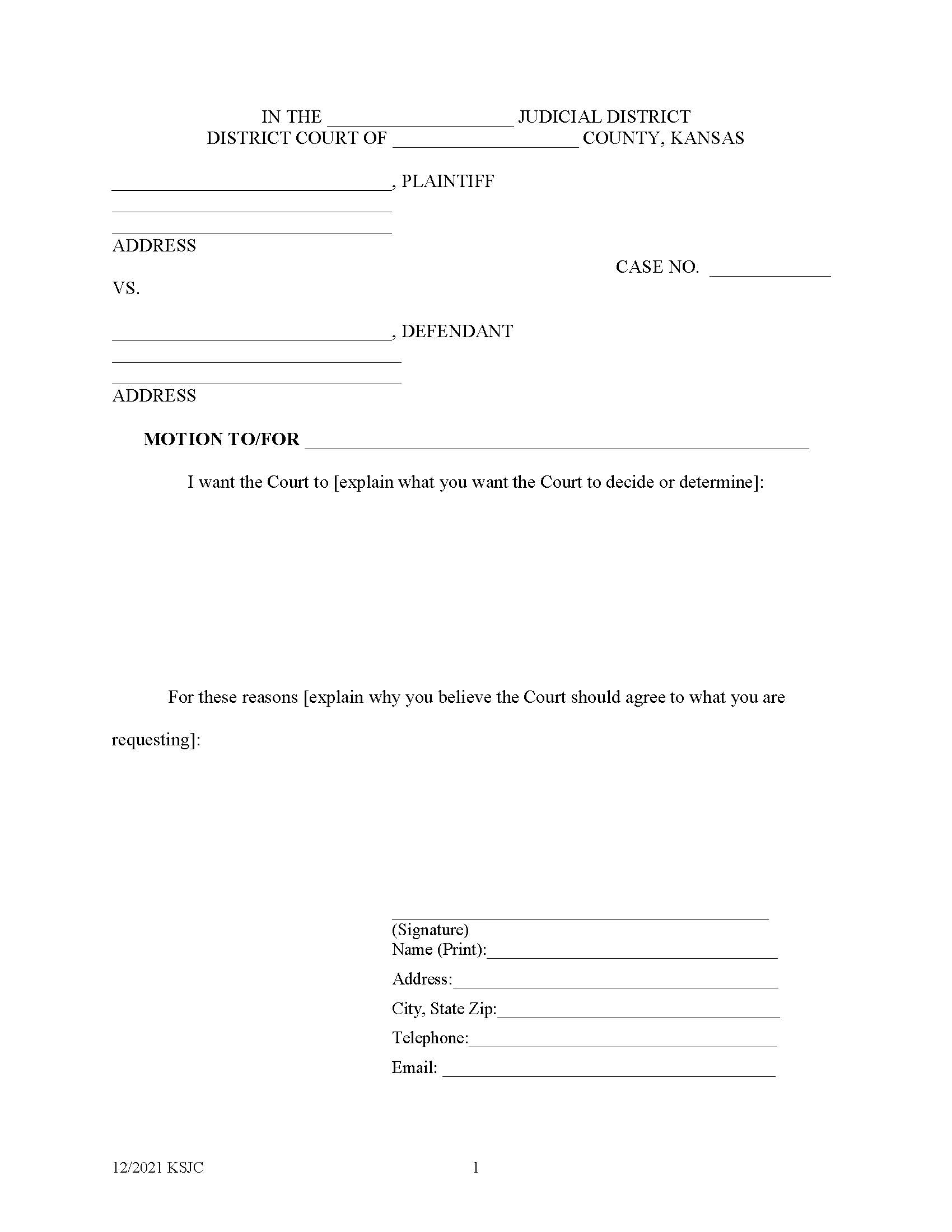 Generic Motion | Pdf Fpdf Docx | Kansas