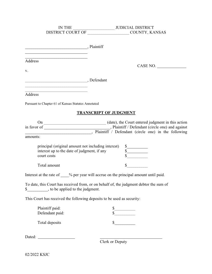 Transcript Of Judgment | Pdf Fpdf Doc Docx | Kansas