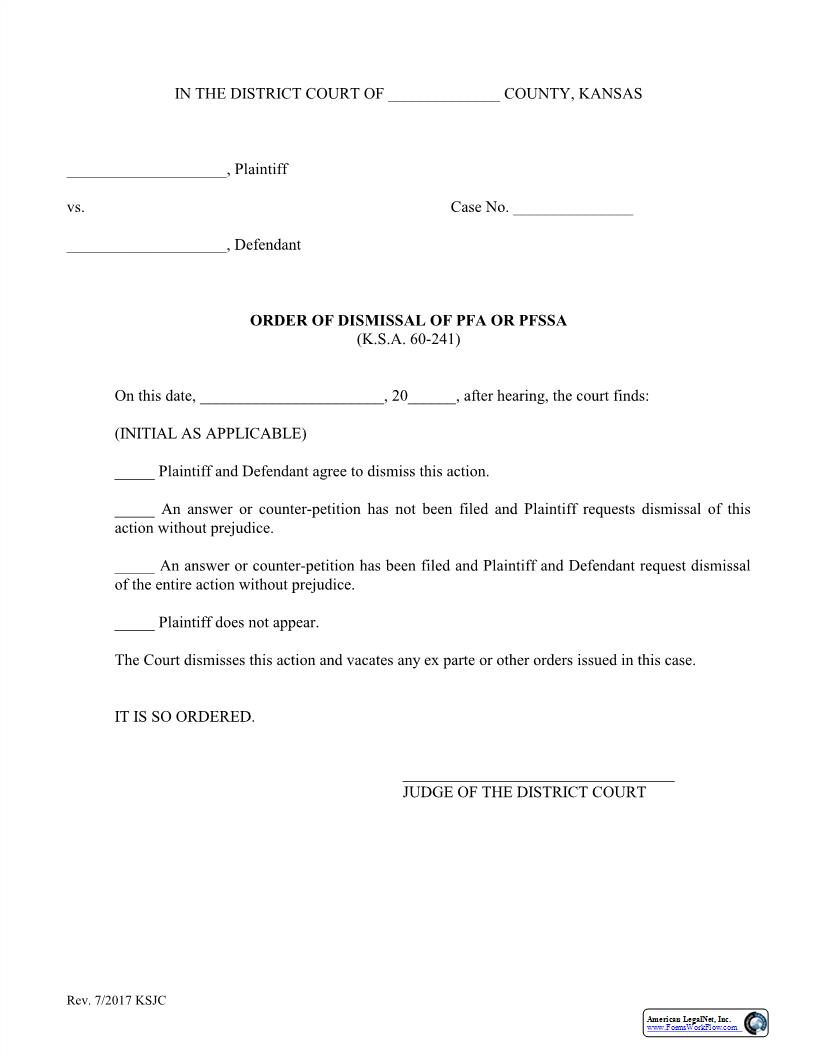 Order Of Dismissal | Pdf Fpdf Docx | Kansas