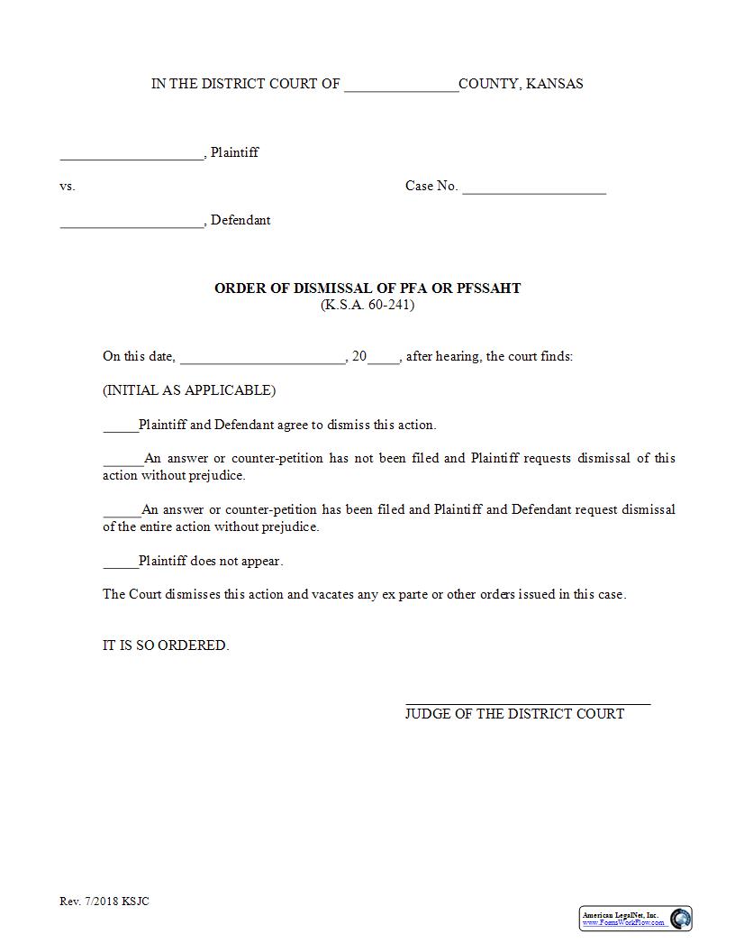 Order Of Dismissal | Pdf Fpdf Docx | Kansas