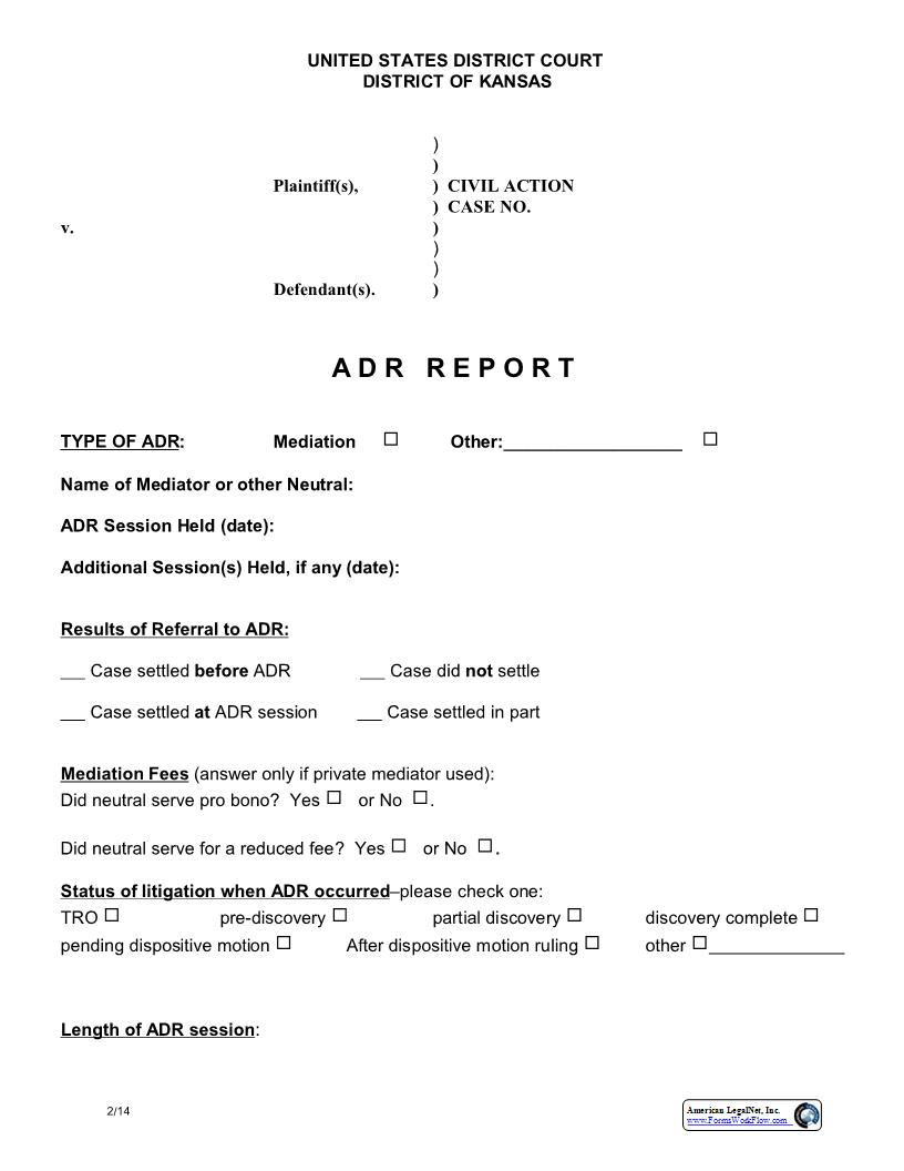 ADR Report | Pdf Fpdf Docx | Kansas