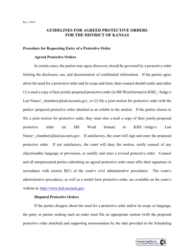 Protective Order | Pdf Fpdf Docx | Kansas