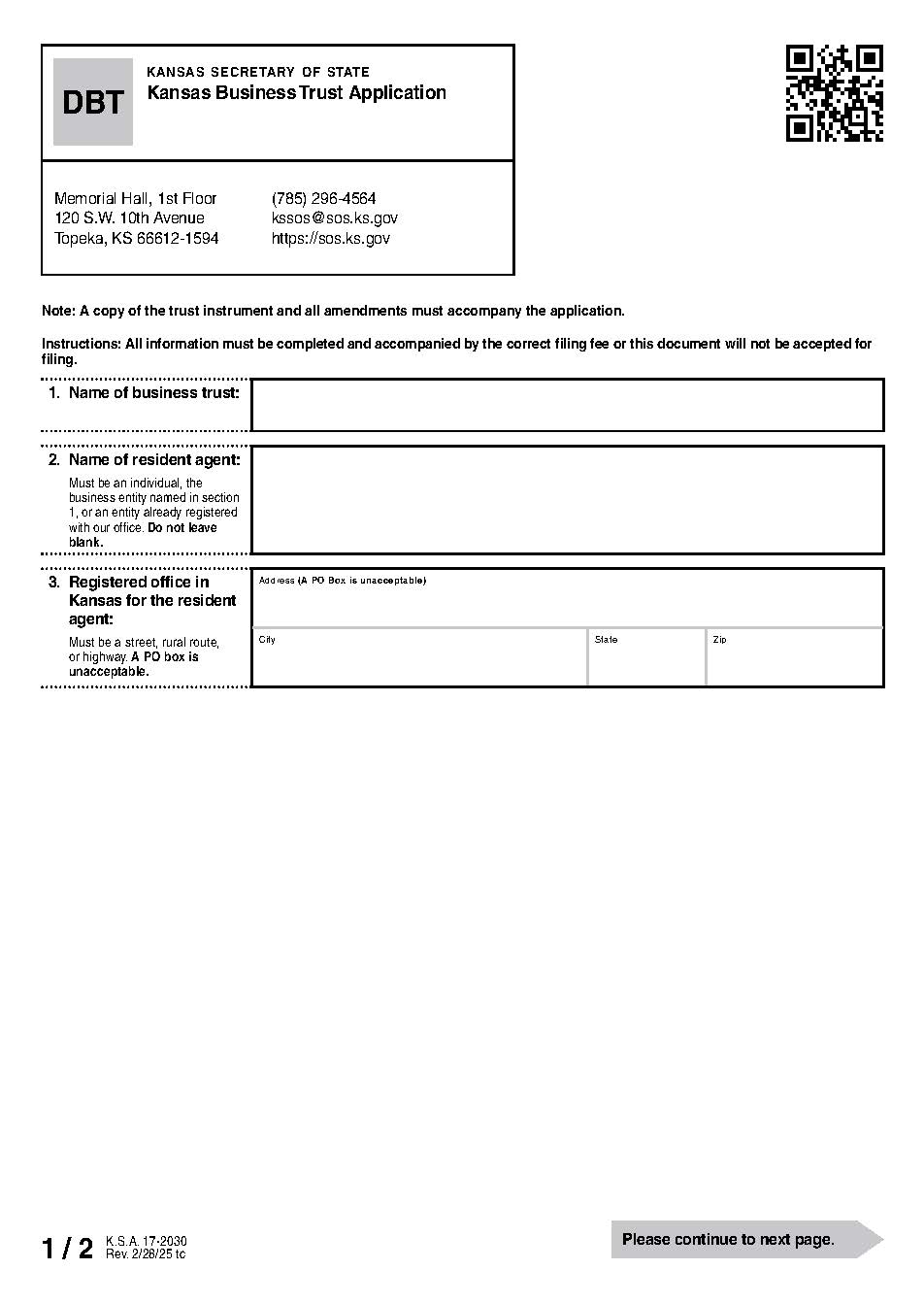 Business Trust Application {DBT} | Pdf Fpdf Docx | Kansas