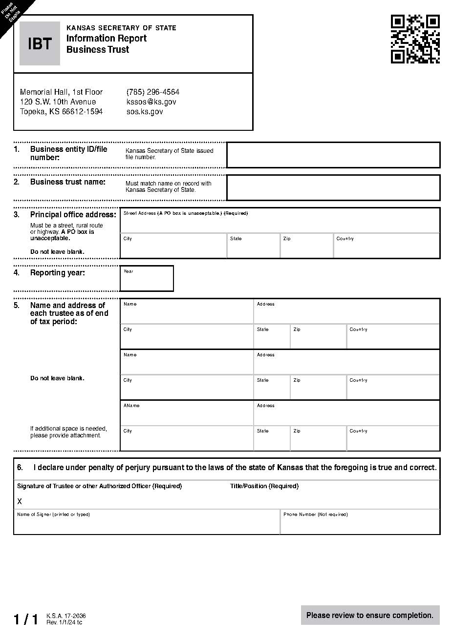 Information Report Business Trust {IBT} | Pdf Fpdf Docx | Kansas