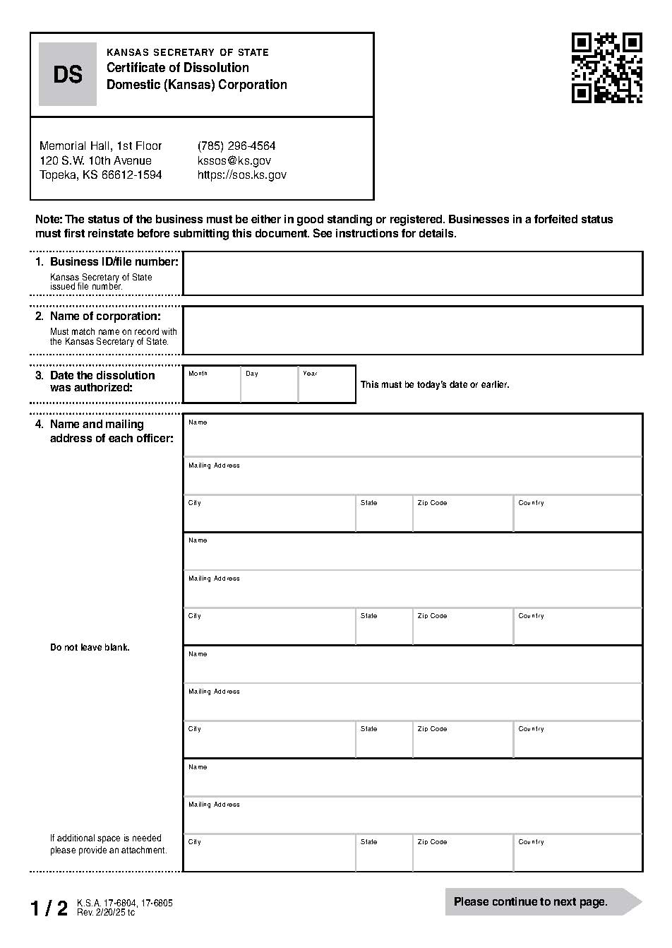 Certificate Of Dissolution Profit And Nonprofit Corp {DS} | Pdf Fpdf Docx | Kansas