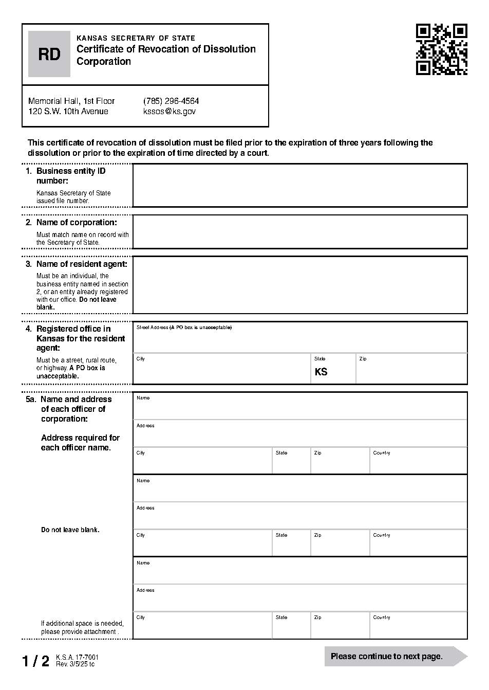Certificate Of Revocation Of Dissolution {RD} | Pdf Fpdf Docx | Kansas