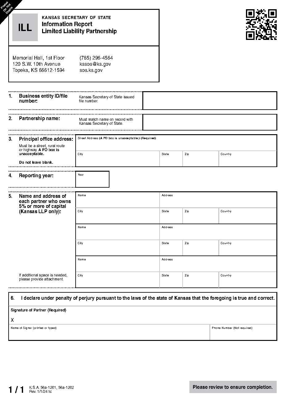 Information Report Limited Liability Partnership {ILL} | Pdf Fpdf Docx | Kansas