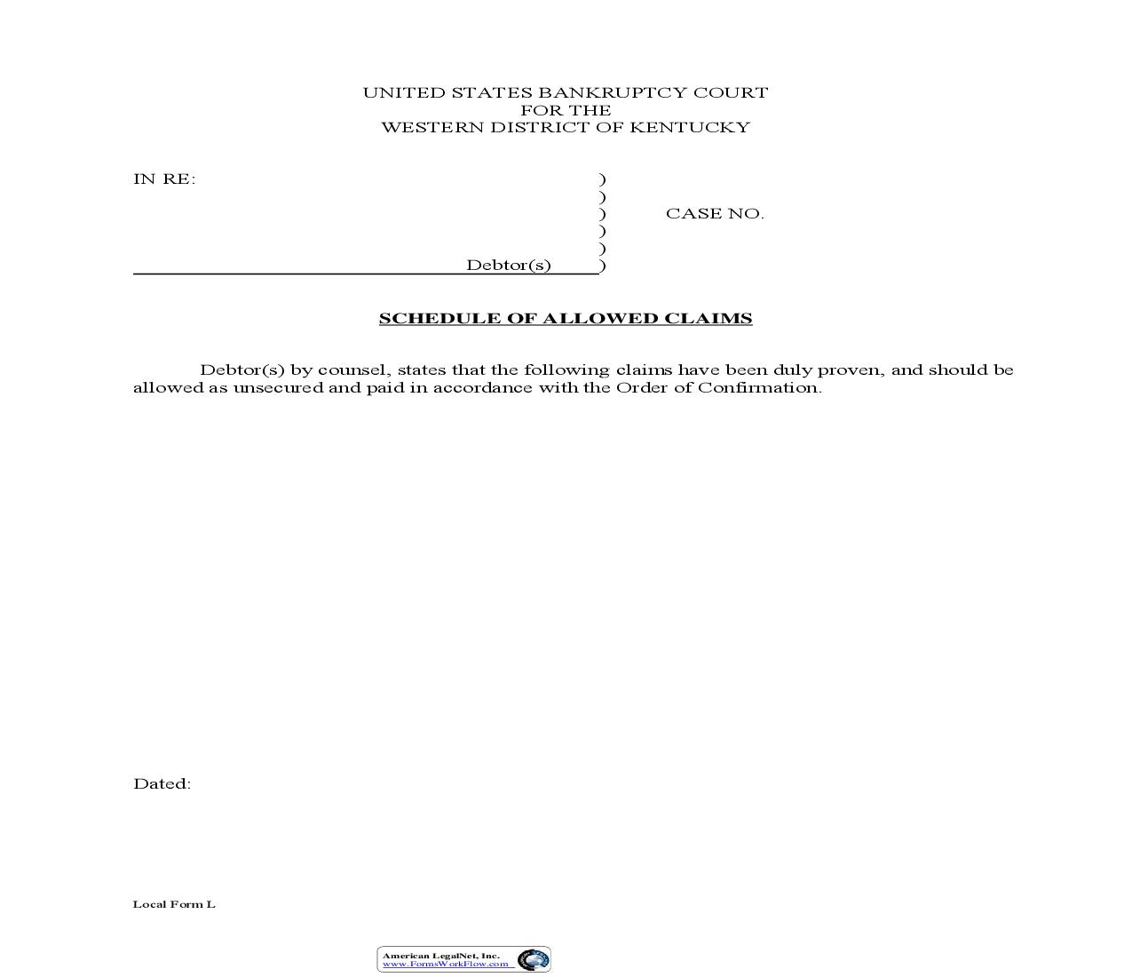 Schedule Of Allowed Claims {L} | Pdf Fpdf Doc Docx | Kentucky