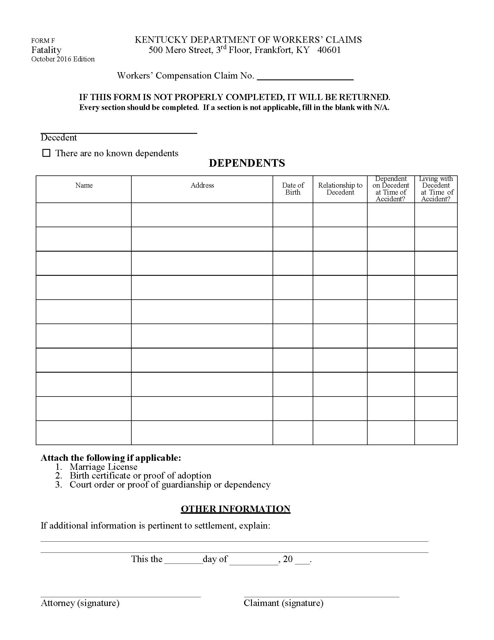 Fatality {Form F} | Pdf Fpdf Docx | Kentucky