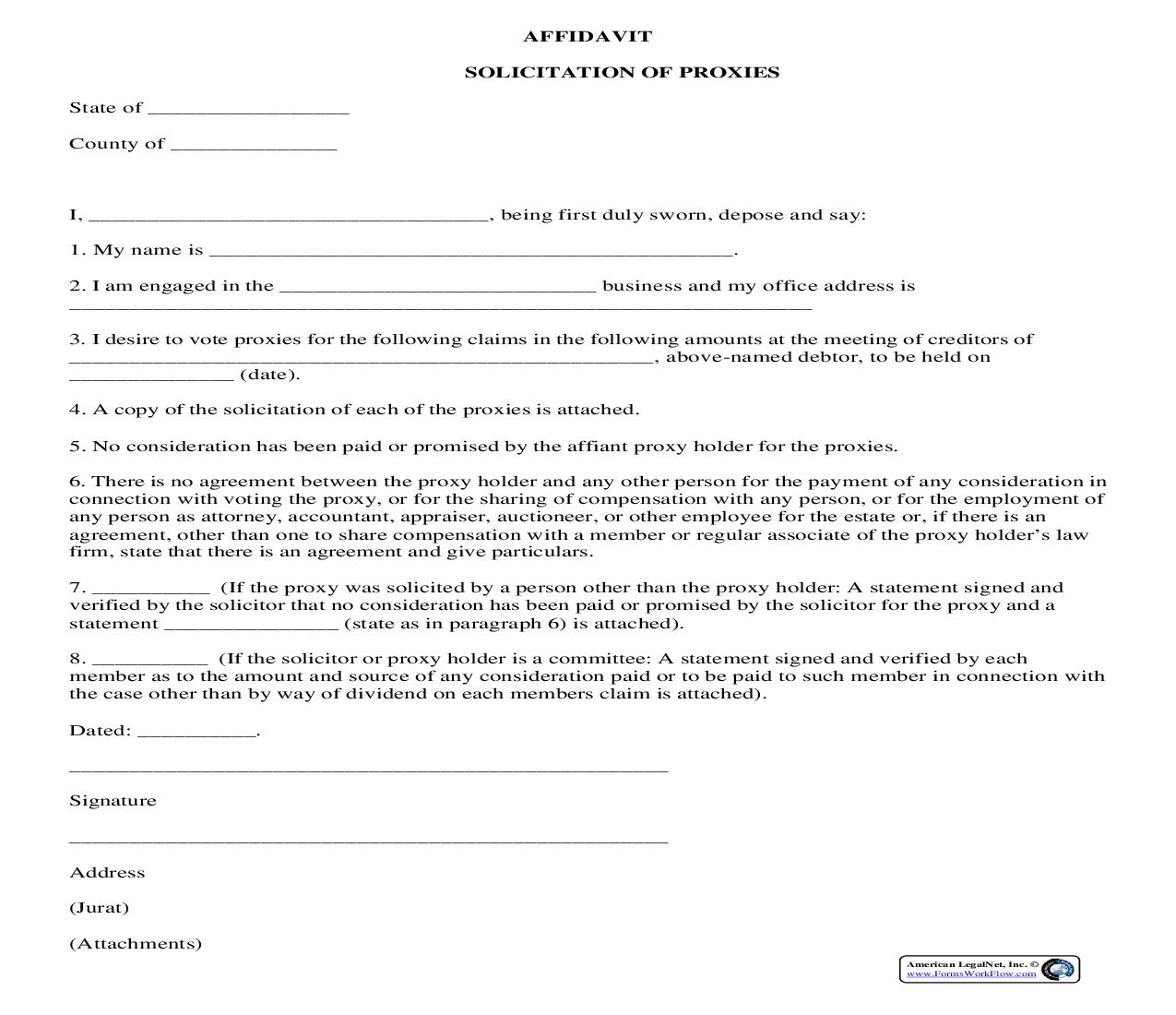 Solicitation Of Proxies {AFF-211} | Pdf Fpdf Docx | Legal Forms