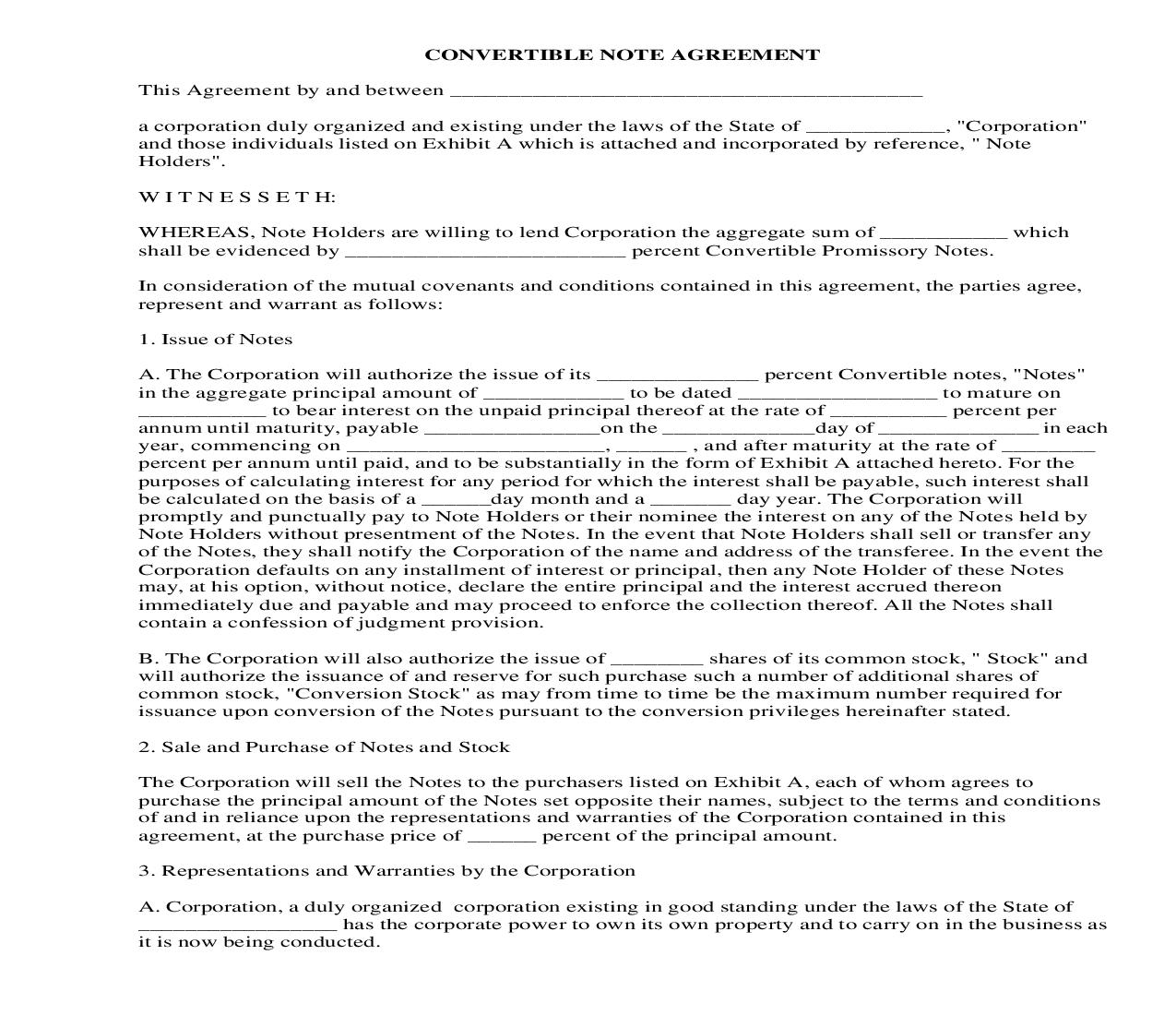 Convertible Note Agreement | Pdf Fpdf Docx | Legal Forms