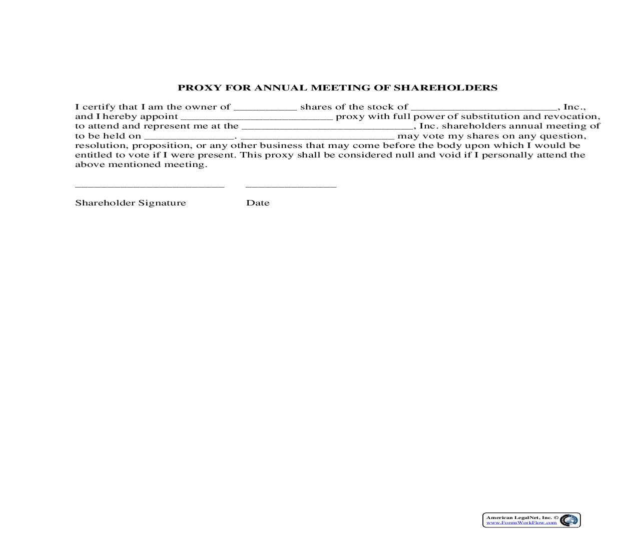 Proxy For Annual Meeting Of Shareholders | Pdf Fpdf Docx | Legal Forms