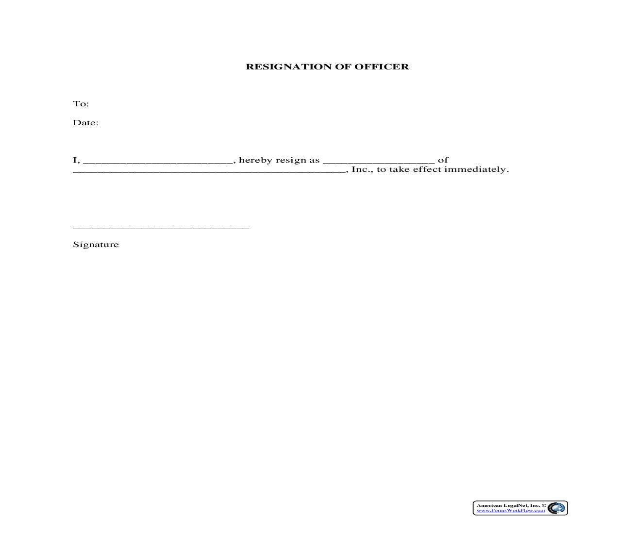 Resignation Of Officer | Pdf Fpdf Docx | Legal Forms