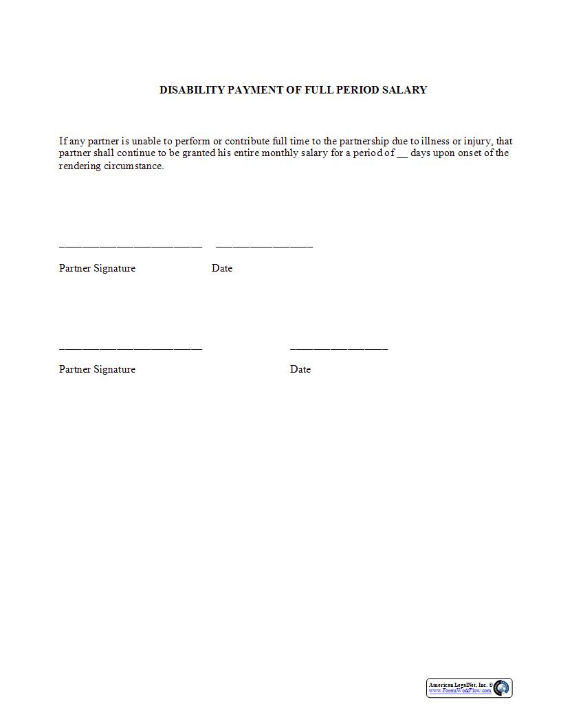 Disability Payment Of Full Period Salary {PAR-305} | Pdf Fpdf Docx | Legal Forms