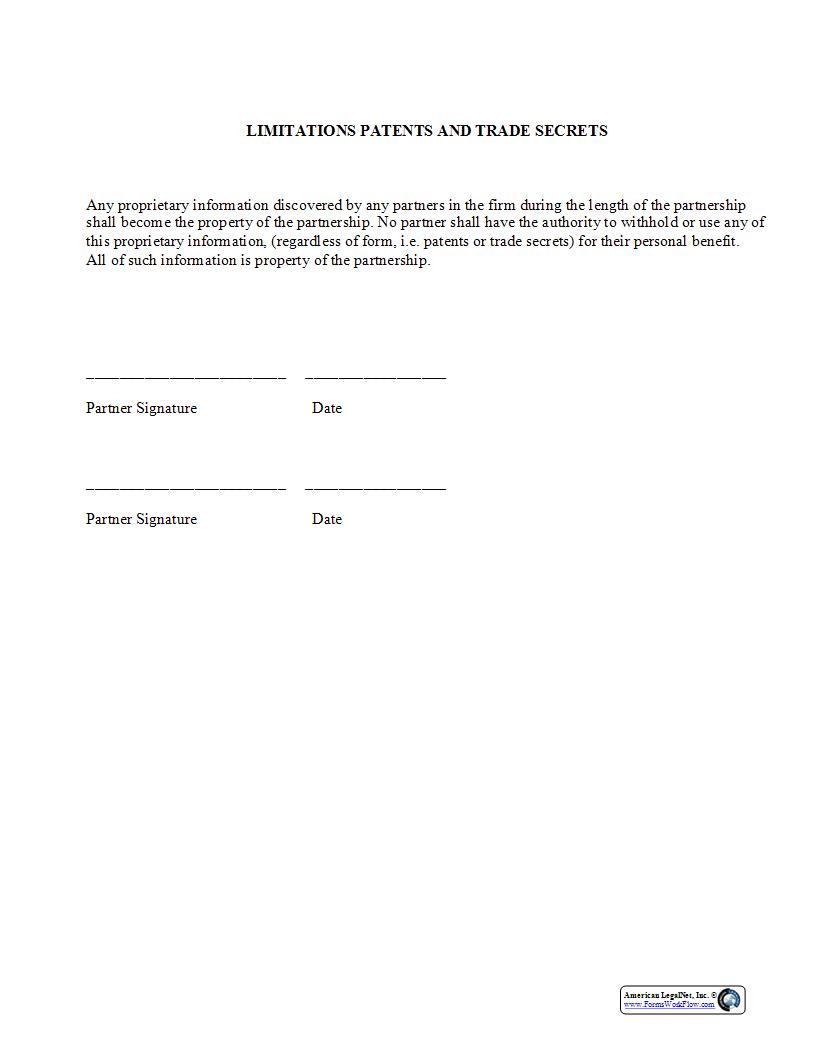 Limitations Patents And Trade Secrets {PAR-309} | Pdf Fpdf Docx | Legal Forms