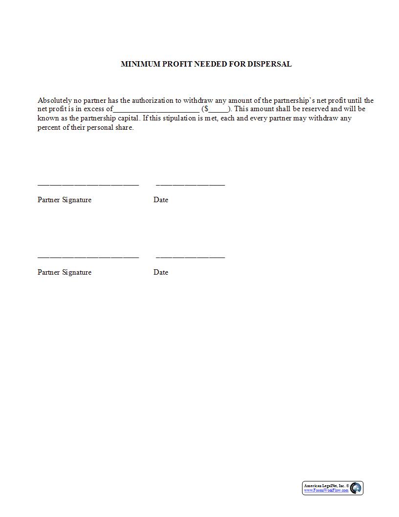 Minimum Profit Needed For Dispersal {PAR-311} | Pdf Fpdf Docx | Legal Forms