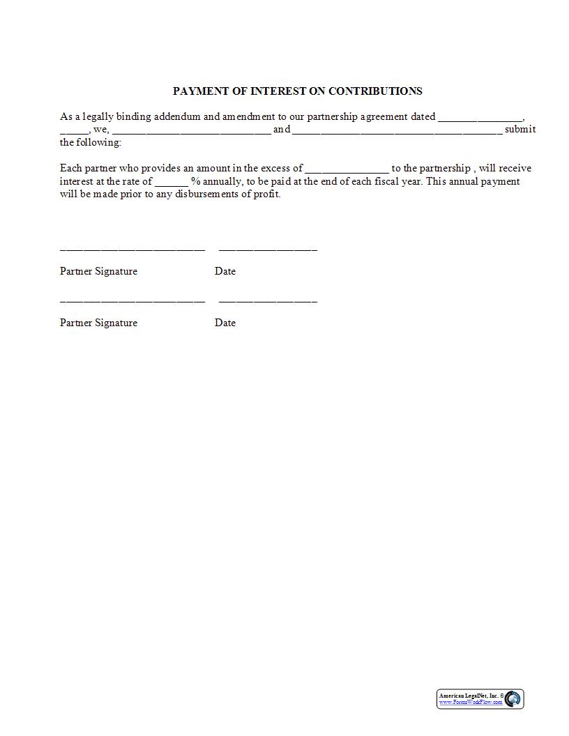 Payment Of Interest On Contributions {PAR-317} | Pdf Fpdf Docx | Legal Forms