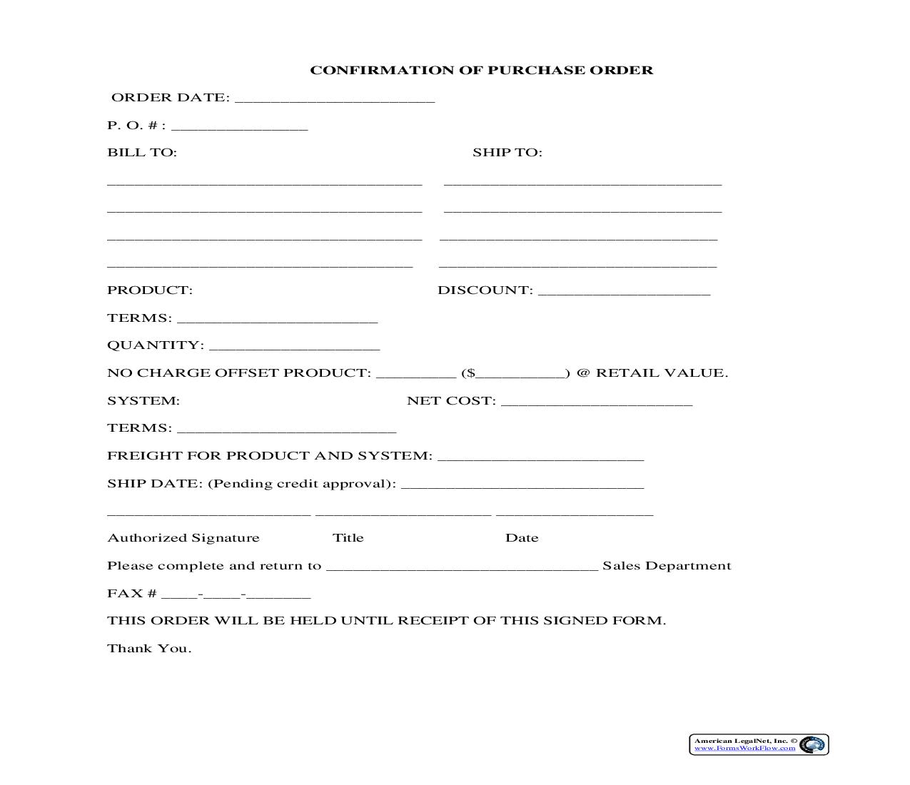 Confirmation Of Purchase Order {BUY-102} | Pdf Fpdf Docx | Legal Forms