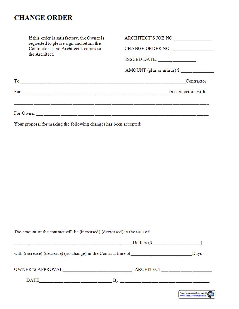 Change Order {CON-102} | Pdf Fpdf Docx | Legal Forms