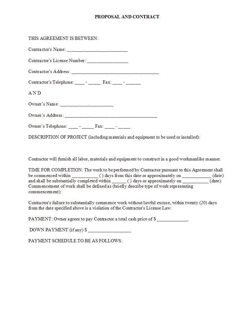 Proposal And Contract {CON-105} | Pdf Fpdf Docx | Legal Forms