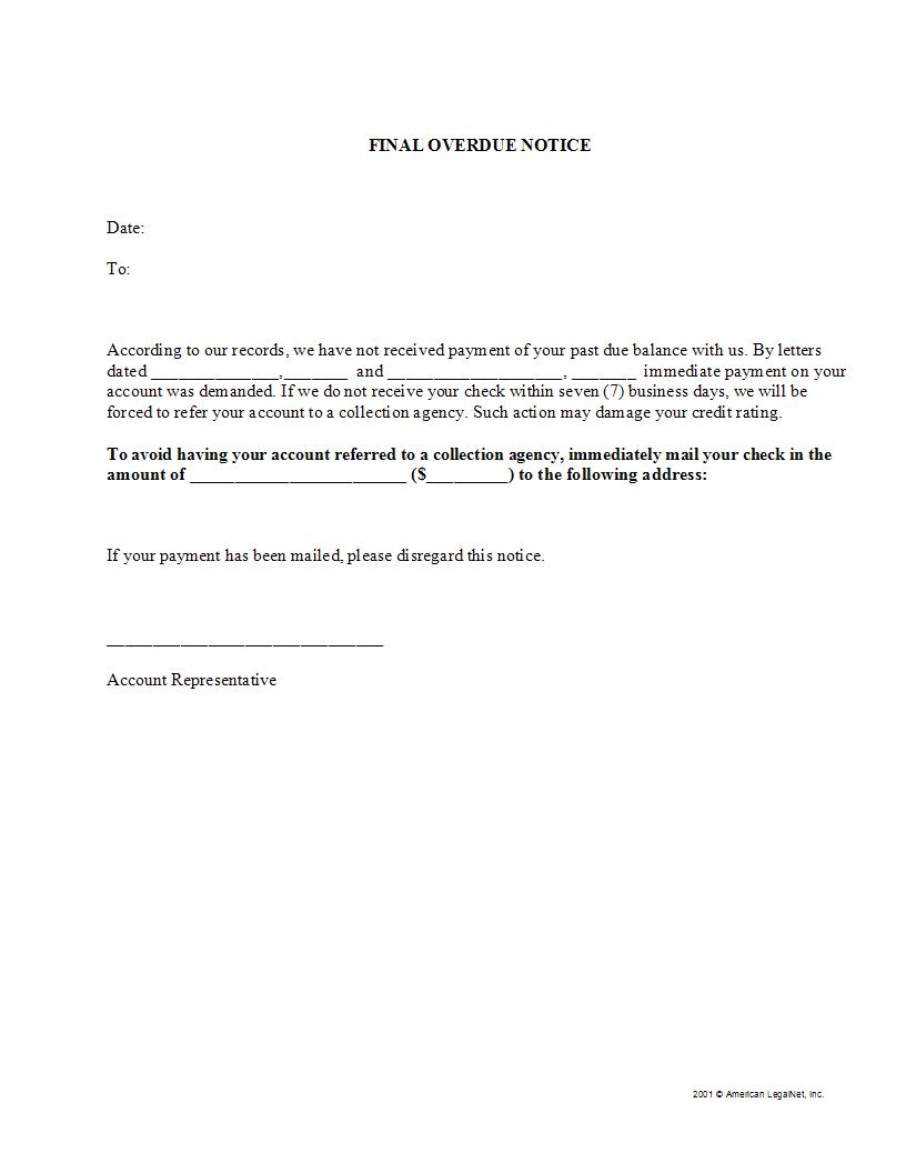 Final Overdue Notice | Pdf Fpdf Docx | Legal Forms