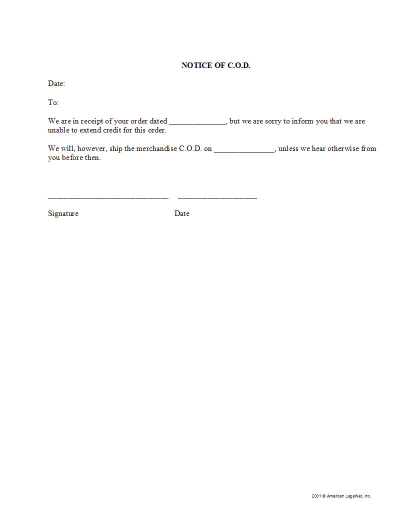 Notice Of C.o.d. | Pdf Fpdf Docx | Legal Forms