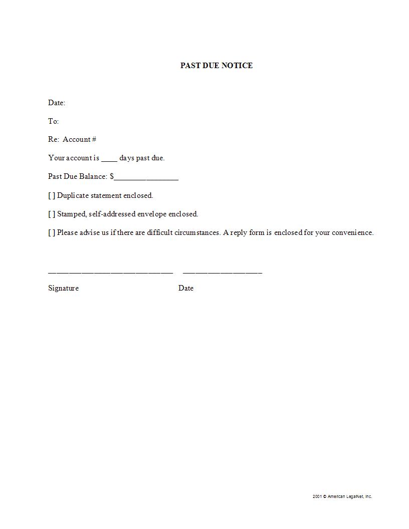 Past Due Notice | Pdf Fpdf Docx | Legal Forms