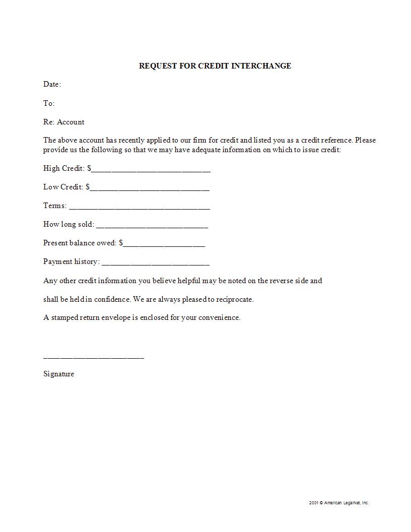 Request For Credit Interchange | Pdf Fpdf Docx | Legal Forms