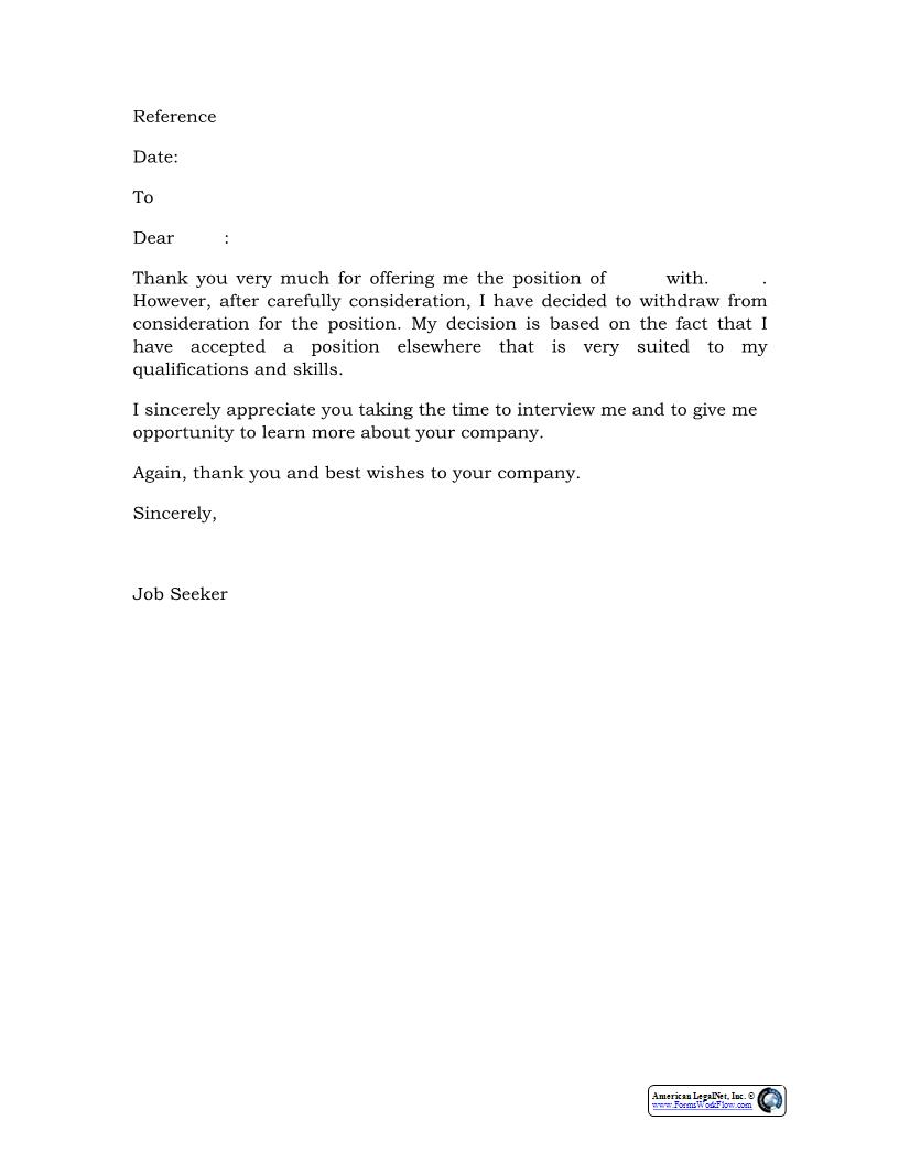 Job Offer Rejection Letter {HR-717} | Pdf Fpdf Docx | Legal Forms