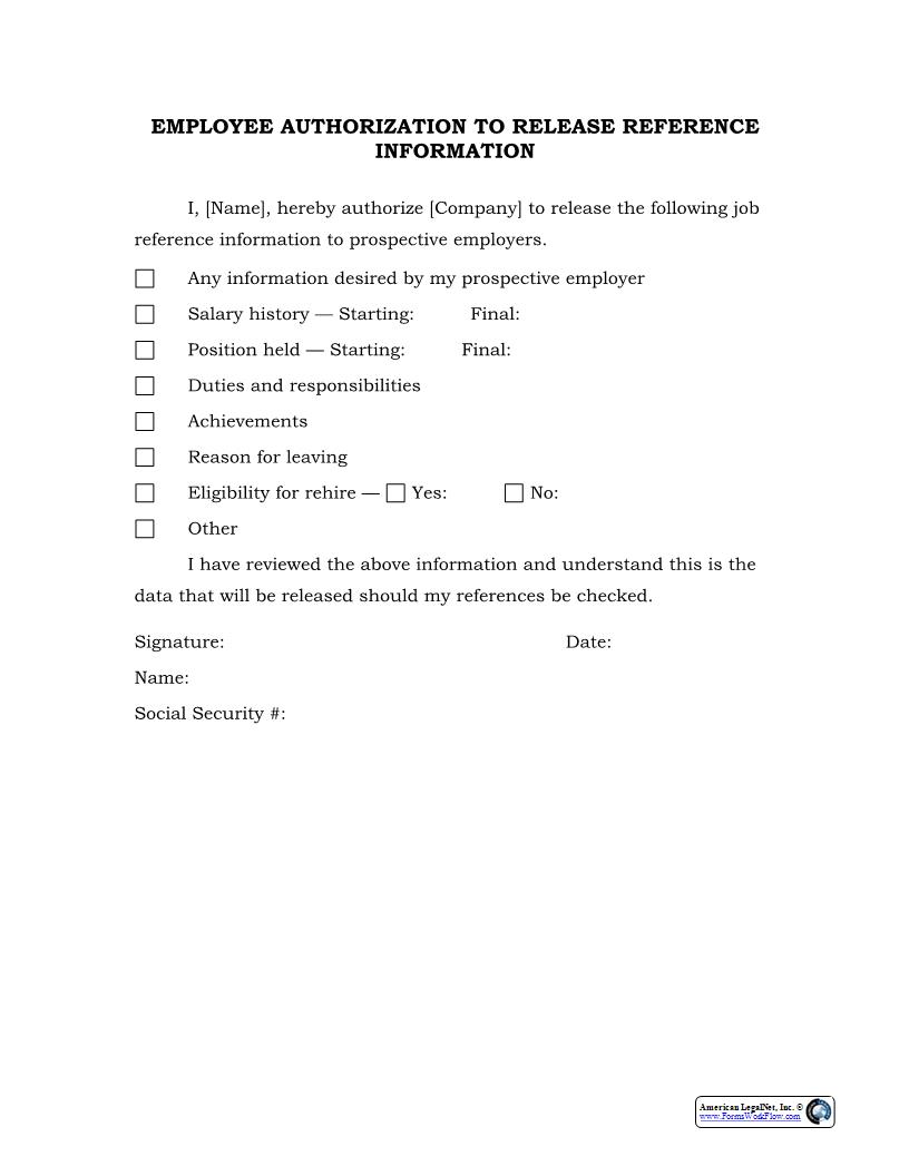 Release Of Information (Employee) {HR-706} | Pdf Fpdf Docx | Legal Forms