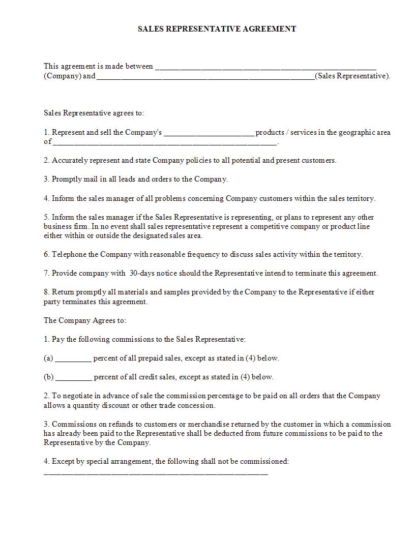 Sales Representative Agreement {HR-735} | Pdf Fpdf Docx | Legal Forms