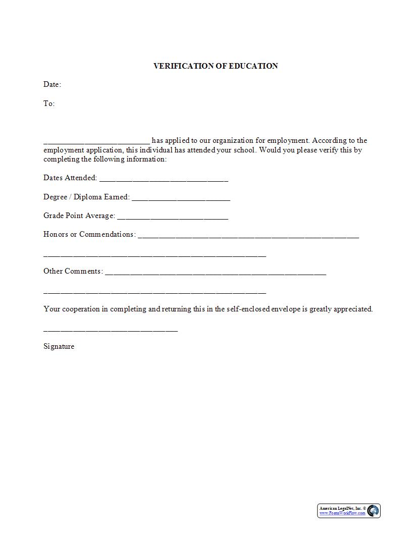 Verification Of Education {HR-736} | Pdf Fpdf Docx | Legal Forms