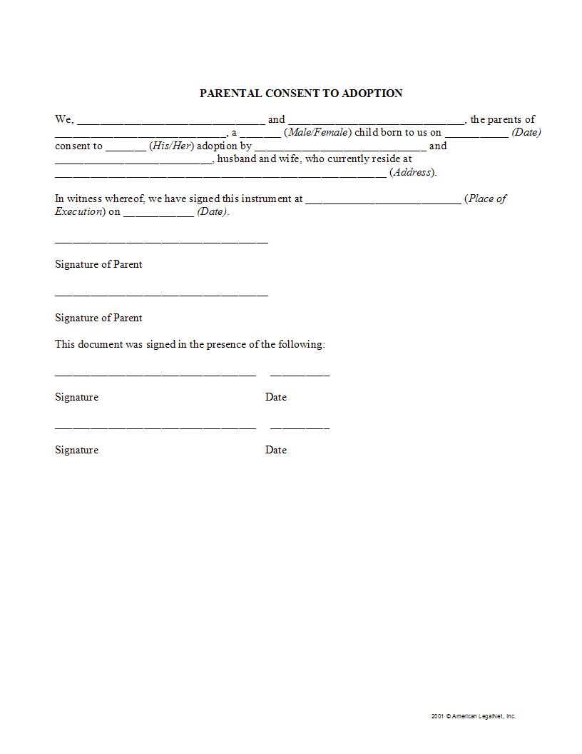 Parental Consent To Adoption | Pdf Fpdf Docx | Legal Forms