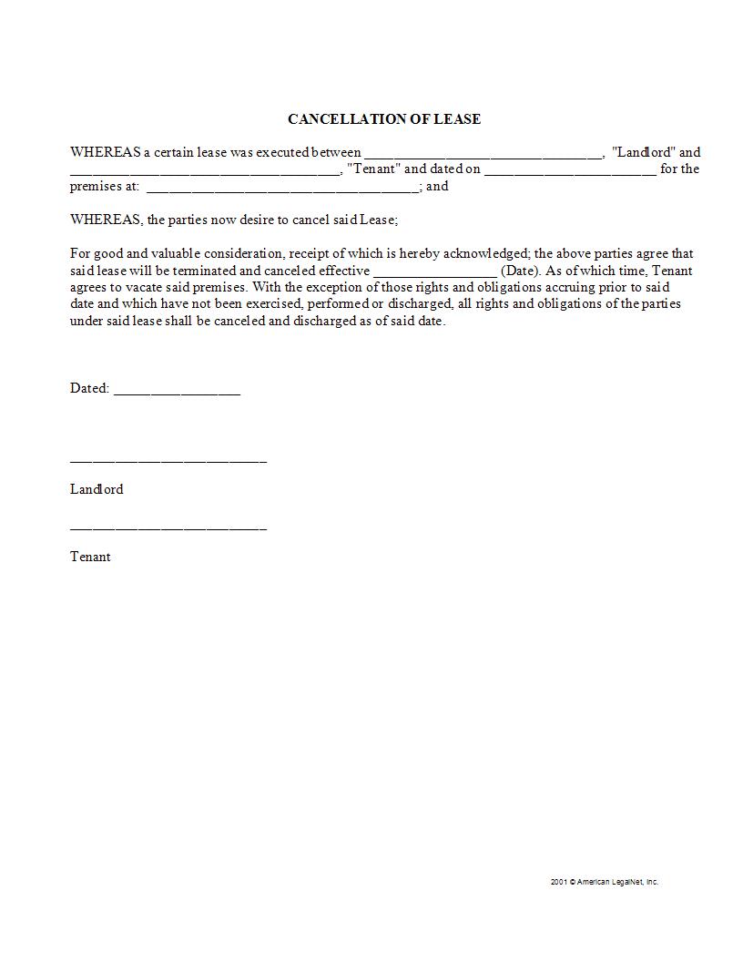 Cancellation Of Lease | Pdf Fpdf Docx | Legal Forms