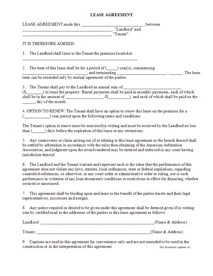 Lease Agreement | Pdf Fpdf Docx | Legal Forms