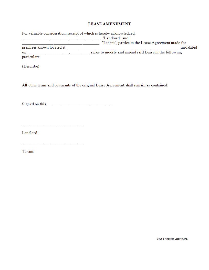 Lease Amendment | Pdf Fpdf Docx | Legal Forms