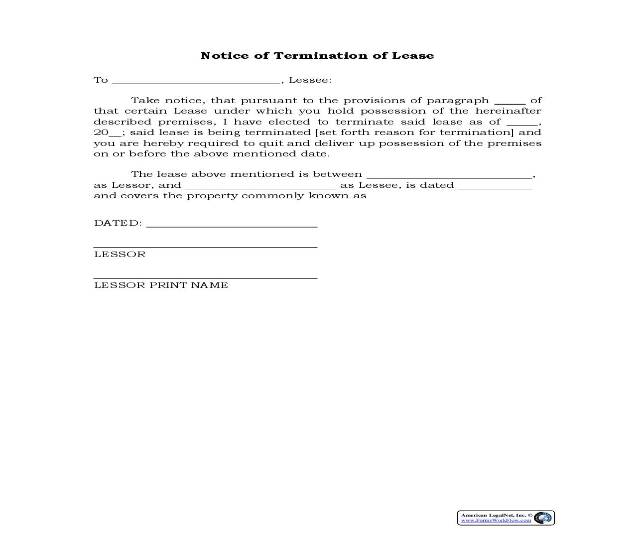 Termination Of Lease {LT-104} | Pdf Fpdf Docx | Legal Forms