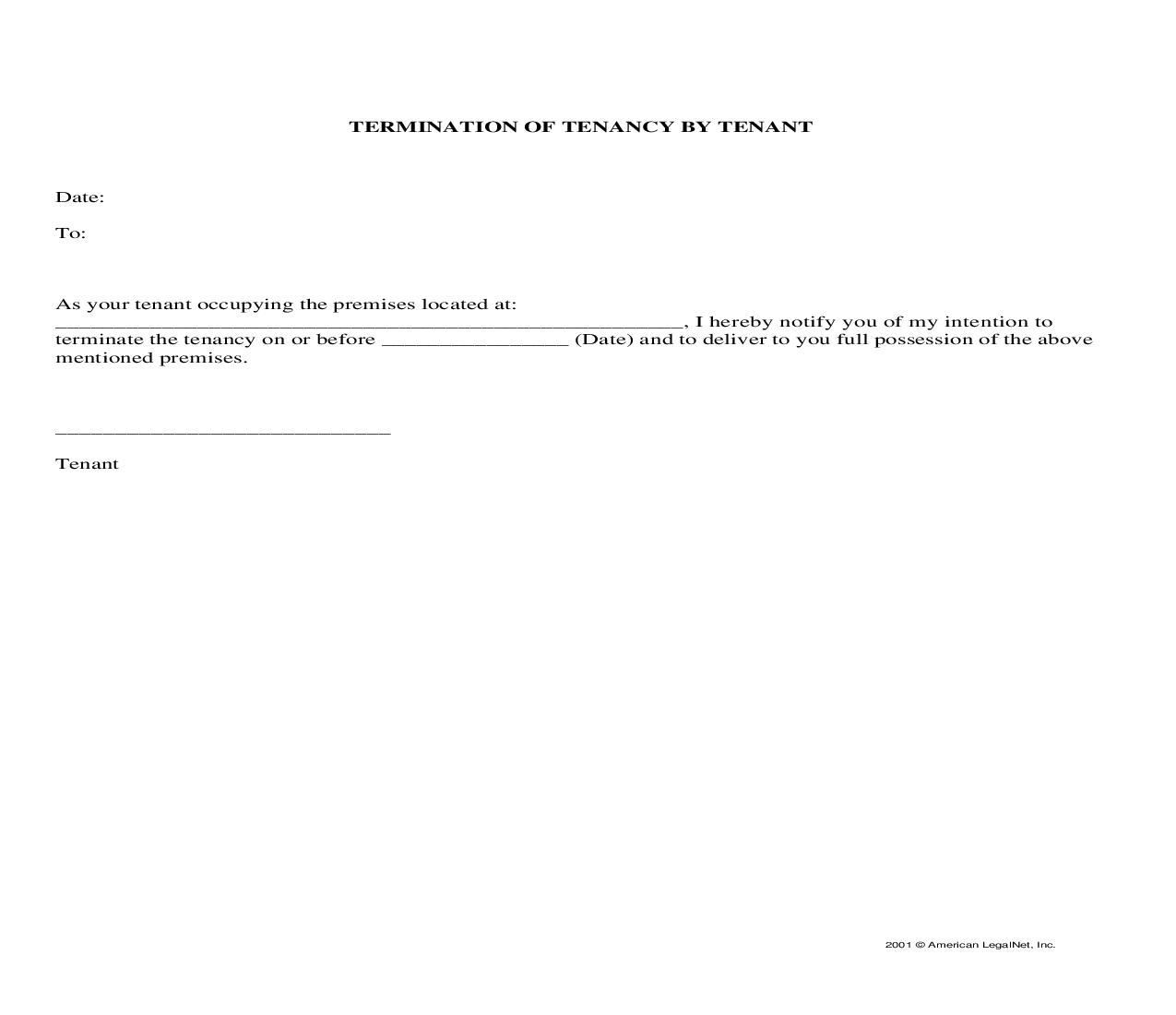 Termination Of Tenancy By Tenant | Pdf Fpdf Docx | Legal Forms