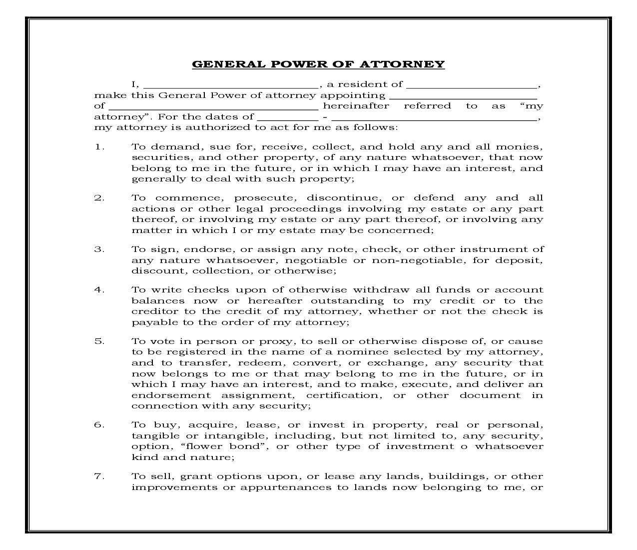 General Power Of Attorney - General Powers (Virginia) {POA-VA 100} | Pdf Doc Docx | Legal Forms